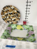 15 1/2 in. Cat wall plate and 18 in. x 14 in. Serving plate