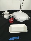 Royal butter dishe, Ironstone China serving dish with lid & small pitcher