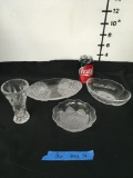 Assorted glass vase and dishes