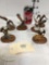 Eagle figurines with wood stands ( 6 eagles total)