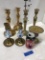 Assorted brass candle holders (7 pieces)