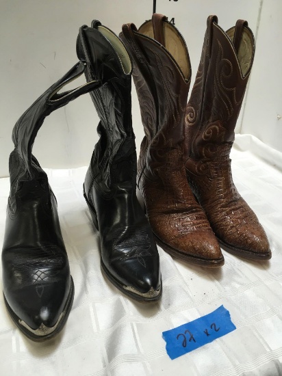 Durango Cowboy Boots with Silver tips size 10 & Dan Post Reptile Skin Cowboy Boots size 10.5