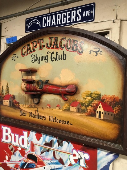 Vintage Capt. Jacobs Flying Club, 3D,wall deco. 24" t x 36" w