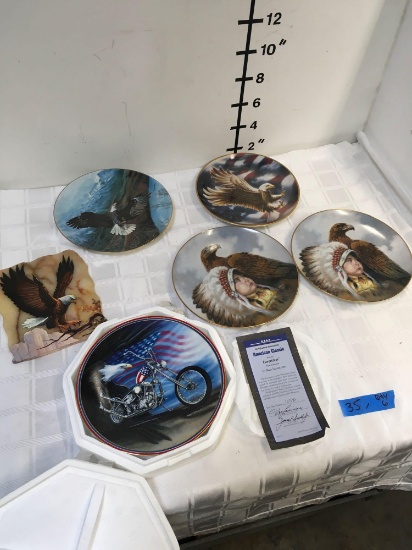 Decorative commemorative plates and stone ( 6 pieces)