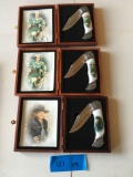 New 2) Dale Evans 1) Hopalong Cassidy with wood cases folding knives