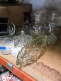 Lot of assorted candy dishes, vases,etc