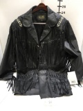 New Scully Leather Jacket with tags size 48 hand laced, bead trim black jacket