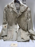 New Scully Leather Jacket with tags size 48 hand laced, bead trim bone color