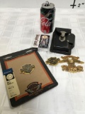 Harley Davidson playing cards with leather case and HD badges