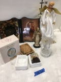 Lot. Assorted religious items and Santa ornament