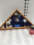 Framed in display case American flag
