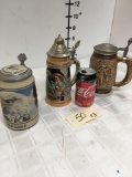 Country Music, Original King 2 & Budweiser steins. All are stamped on the bottom see pics