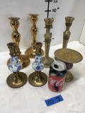 Assorted brass candle holders (7 pieces)
