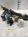 Lot. Assorted elephant figurines