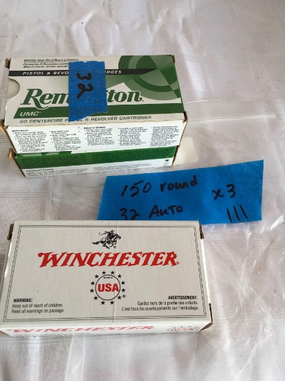 1) Winchester 2) Remington, 32 auto. 150 rounds