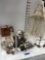 Vintage lot of assorted items, Scales, Lamp Shade, Book, Pill box, Candle holder & more