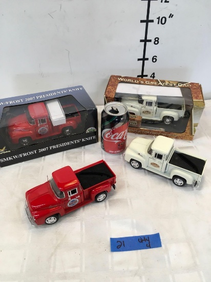 2) Commemorative 1956 Ford F-100 2) Frost Cutlery Trucks,(2 trucks with no boxes have no knives )