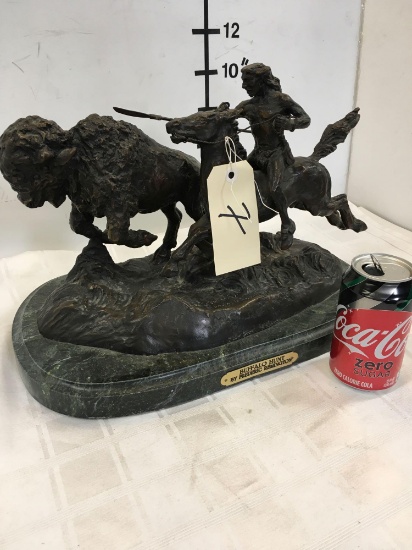 "Buffalo Hunt" by Frederic Remington Large Bronze Sculpture