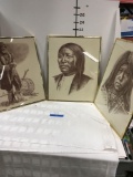 Native American & Mountain Man Framed wall art prints (3 pieces)