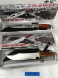 New 2) Gator Pack 5 Knives and 1) Great Plains Bowie, See pics for model number and more info
