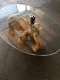 Beautiful Ceramic Elephant Based Oval Glass Coffee Table