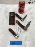 Vintage. Case, Schrade, Wildboar folding knives and Old Timer case