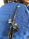 3) fishing poles and reels. See pics for reel information.