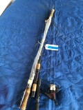 Lot. Fishing poles and reel. See pics for reel information