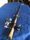 4) fishing poles and reels. See pics for reel information