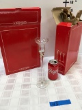 2) set of 3 clear glass candle sticks