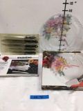 Mikasa serving plate and 6 piece cutlery