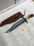 Randall Made Bowie Knife with Stag Handle and Sheath