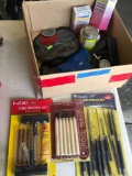 Tire repair kit, Carving tools, Pin punch set, & Misc. auto etc