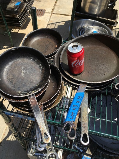 Skillets, coated, various sizes