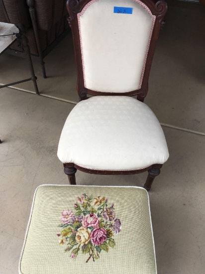 Vintage chair and foot rest