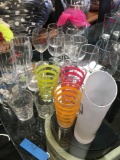 Lot Assorted glass wine, beer glasses and vase