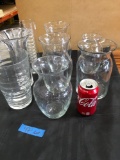 Lot Assorted glass vases/ deco