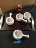 Serving tray, soup cups
