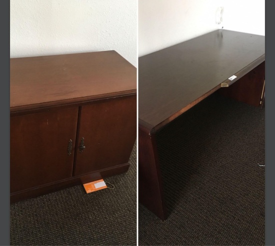 66" two drawer desk and 35" cabinet