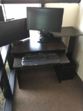 Logitech key board, 2 HP monitors and Computer desk