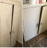 2 Metal storage cabinets. ( one in each bathroom )