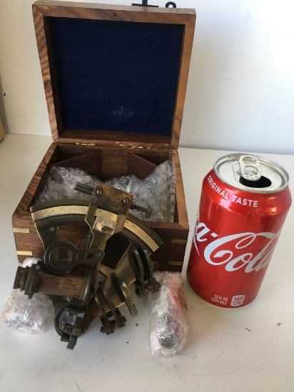 New Nautical. 5" Kelvin & Hughes London 1917 sextant with wooden box