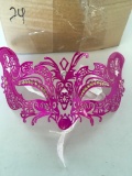 New Metal. Hot pink eye masks with decorative rhinestone accents