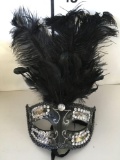New Black, feathered with rhinestone accents mask
