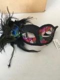 New Black with assorted colors and glitter accent, feathered, eye mask