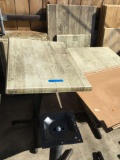 Assorted size Patio tables with bar height/dining height table bases. See pics