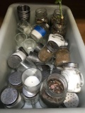 Lot. Assorted salt and pepper shakers, candle holders, dipping containers,etc
