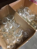 Lot. 2 boxes of assorted glassware. Wine glasses, martini glasses, etc