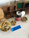 New nautical assorted brass finish, sundial, etc compass