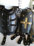 New, leather like armor set with gold accent. Fits most adults